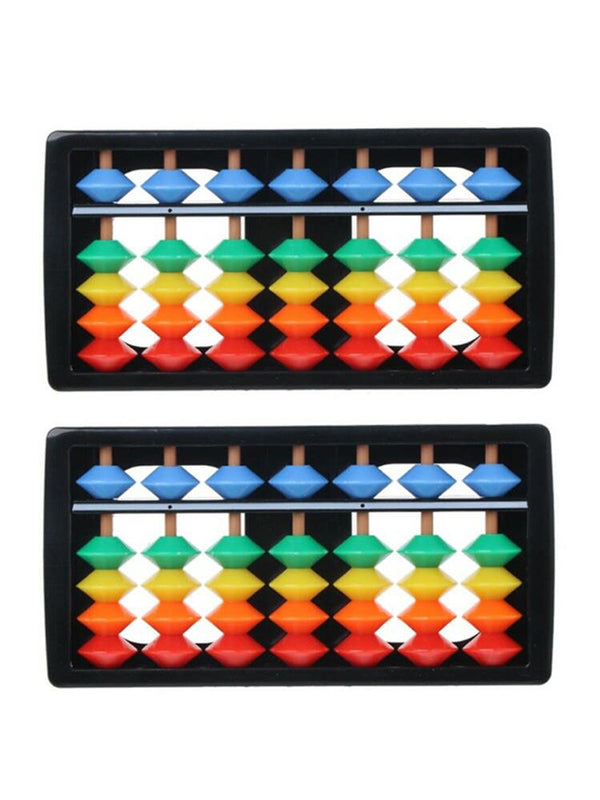 2 Portable Arithmetic Soroban w/ Colorful Bead Mathematics Calculate Tool Abacus
