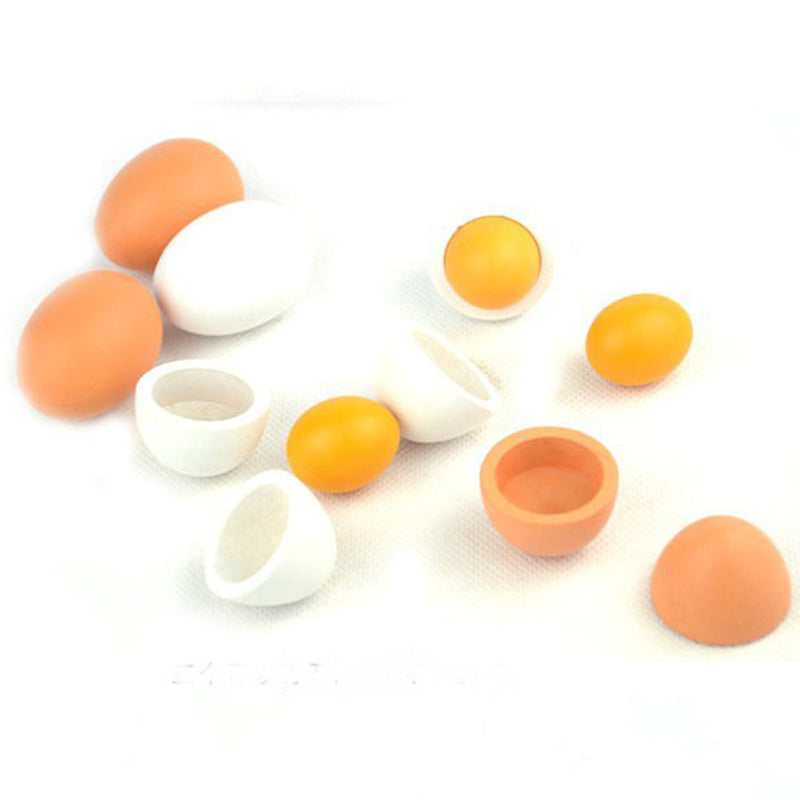 6PCS Wooden Eggs Yolk Pretend Play Kitchen Food Cooking Kids Children B bK FS
