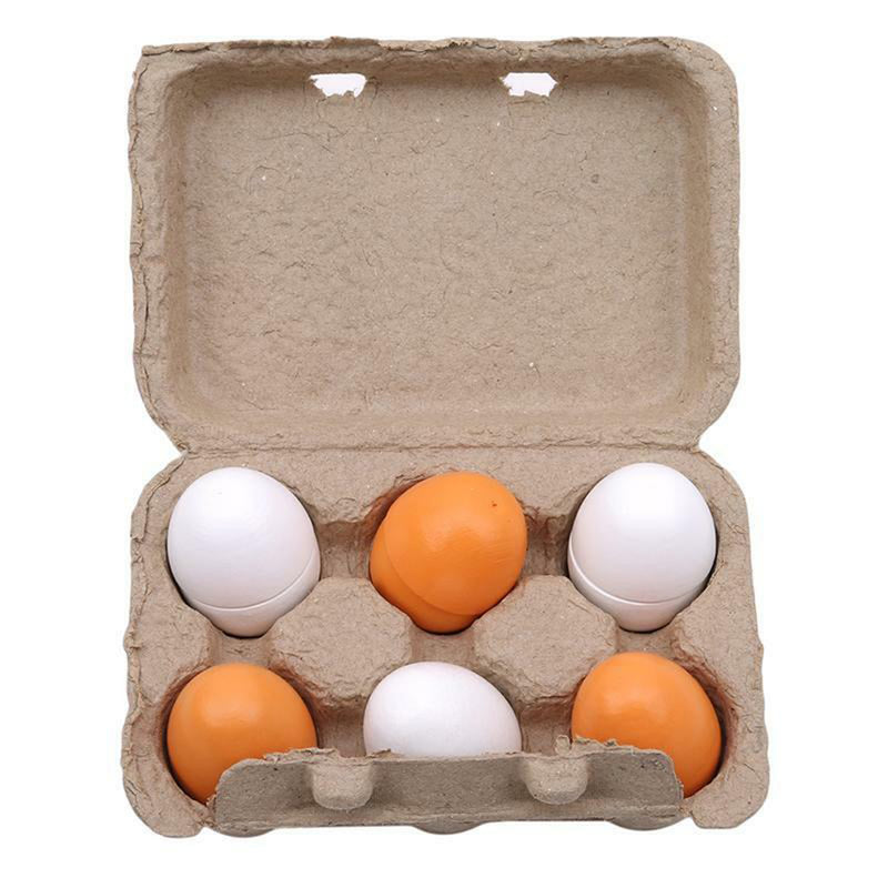 6PCS Wooden Eggs Yolk Pretend Play Kitchen Food Cooking Kids Children B bK FS