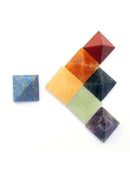 Set of 7 Chakra Pyramid Stone Crystal Healing Wicca Natural Spirituality Lot New