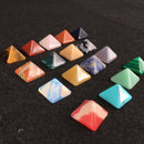 Set of 7 Chakra Pyramid Stone Crystal Healing Wicca Natural Spirituality Lot New