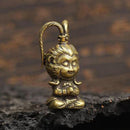 Mini Animal Sculpture Monkey King Brass Carved Statue Home Office Table Decor