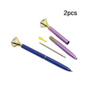 2Pcs Big Crystal Diamond Ballpoint Pen Bling Metal Ballpoint Pens Office New