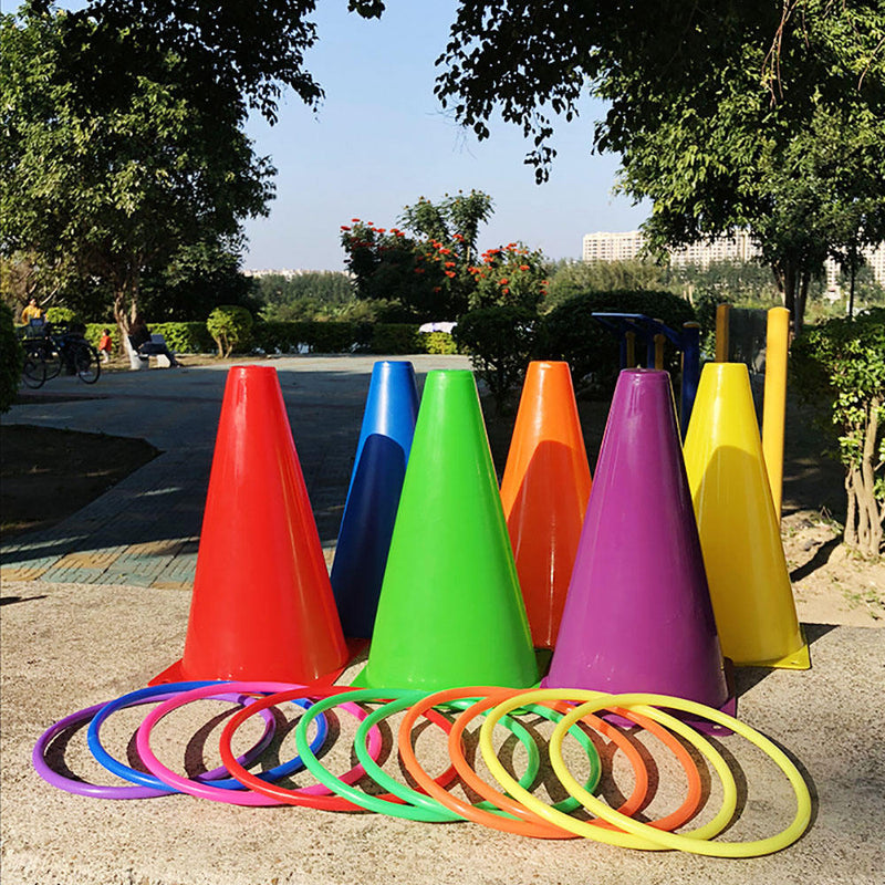 Ring Toss Game Set 2-In-1 Cones Throwing Rings Kids Birthday Gifts Outdoor Play