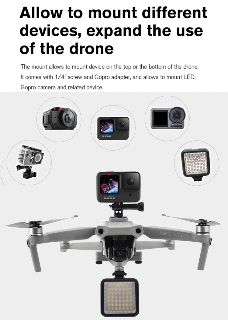 STARTRC Multifunction Extended Mount Action Camera Expansion Bracket Kit for DJI Mavic Air 2