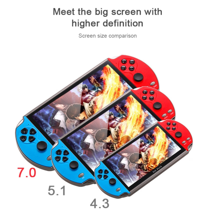 Powkiddy X12 Plus Retro Classic Games Handheld Game Console with 7 inch HD Screen & 16GB Memory, Support MP4 / E-book (Red + Blue)