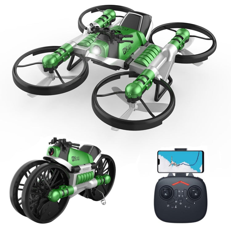 2 In 1 Land Air Deformation Motorcycle Remote Control Aircraft Quadcopter Drone, Wifi Camera Version (Green)