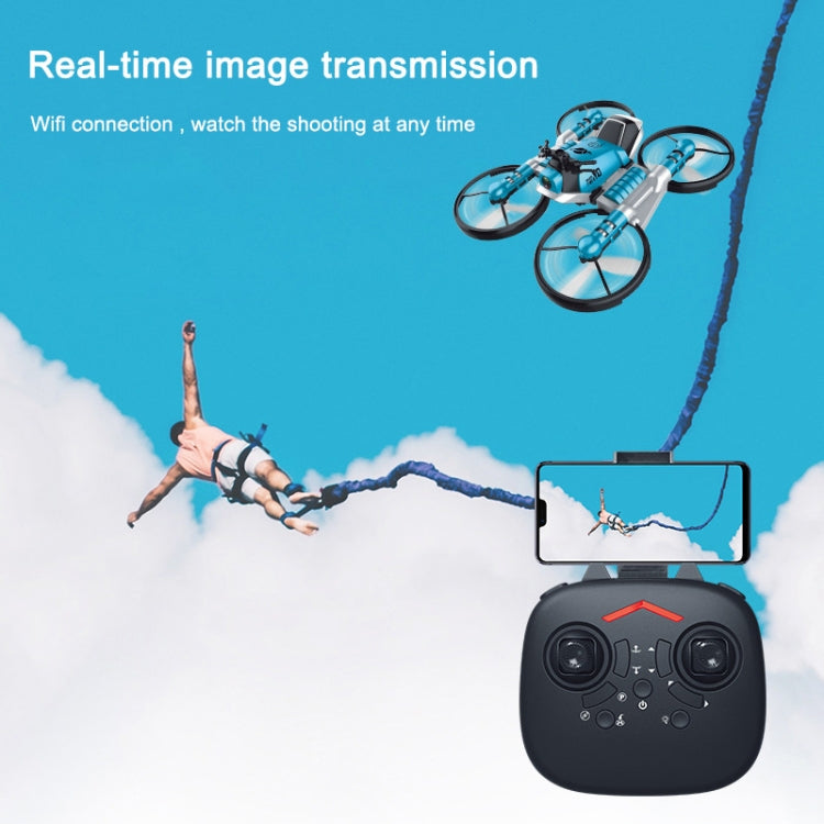 2 In 1 Land Air Deformation Motorcycle Remote Control Aircraft Quadcopter Drone, Wifi Camera Version (Green)