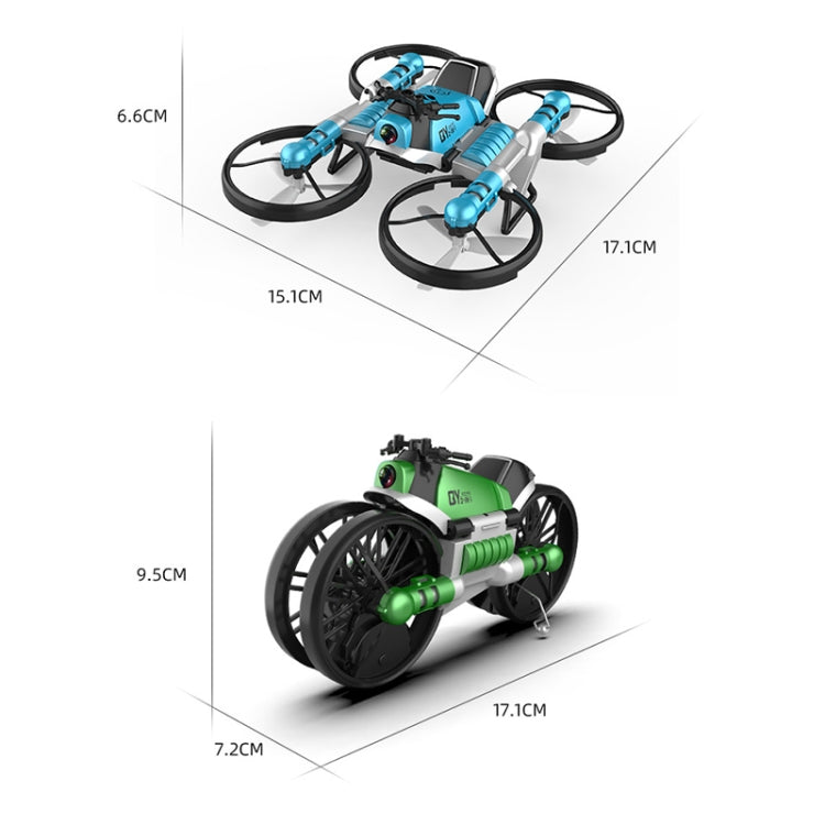 2 In 1 Land Air Deformation Motorcycle Remote Control Aircraft Quadcopter Drone, Regular Version (Green)