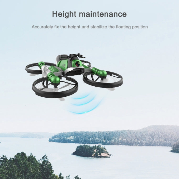 2 In 1 Land Air Deformation Motorcycle Remote Control Aircraft Quadcopter Drone, Regular Version (Green)