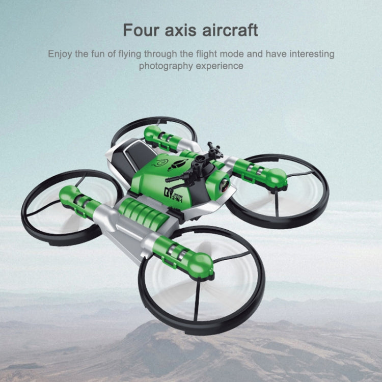 2 In 1 Land Air Deformation Motorcycle Remote Control Aircraft Quadcopter Drone, Regular Version (Green)