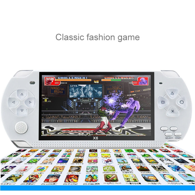 X6 4.3 inch Screen Retro Portable Game Console with 3MP Camera, Built-in 10000 Games, Supports E-book / Recording / Music Playing / Video Playing(White)