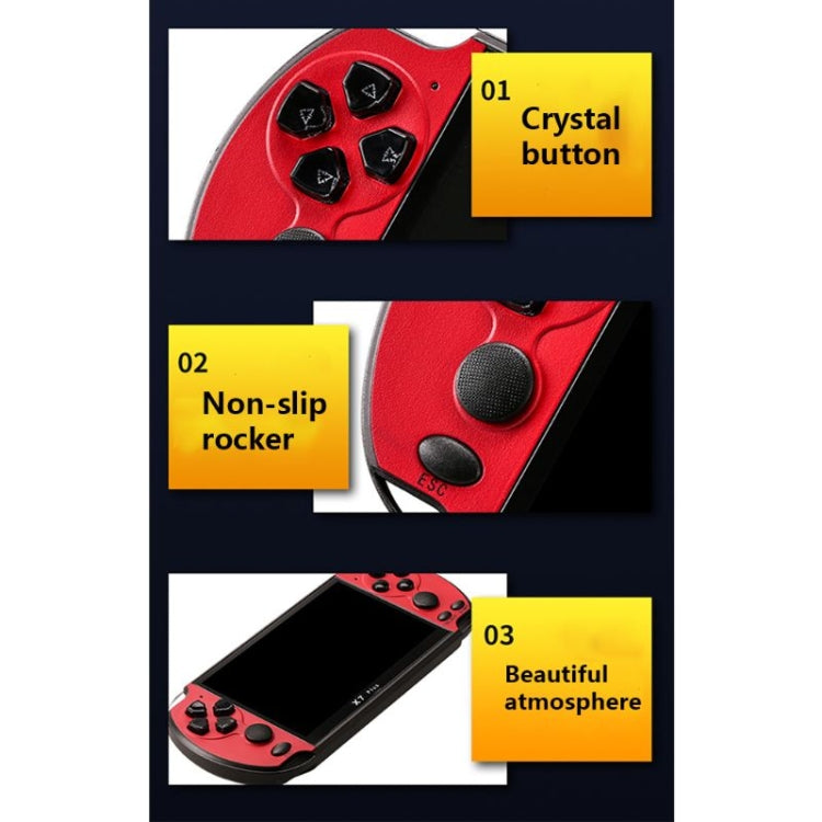 X7 Plus Retro Classic Games Handheld Game Console with 5.1 inch HD Screen & 8G Memory, Support MP4 / ebook(Yellow + Red)