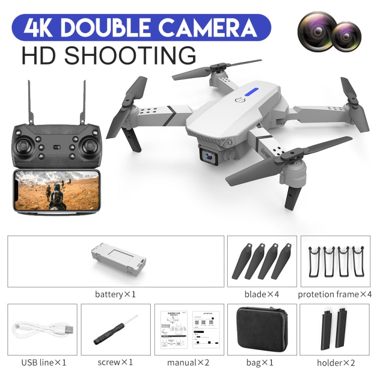 LS-E525 4K Double HD Camera Mini Foldable RC Quadcopter Drone Remote Control Aircraft(White)