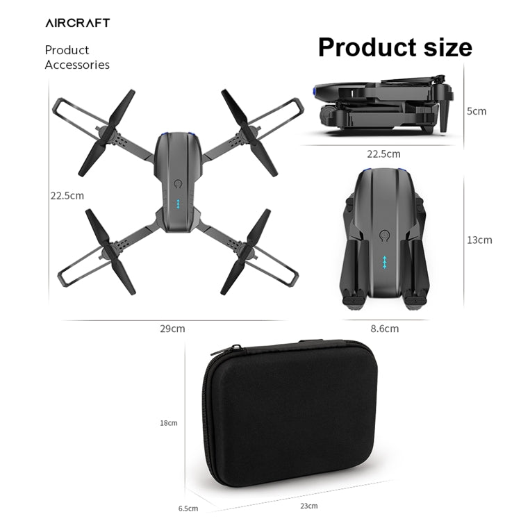 E99 Max 2.4G WiFi Foldable 4K HD Camera RC Drone Quadcopter Toy, Dual Camera (Black)