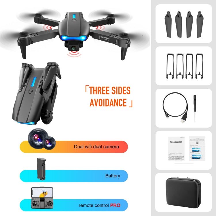 K3 E99 Pro 4K Mini Drone Helicopter Three-sided Obstacle Avoidance Foldable Quadcopter Toy, Dual Cameras(Black)