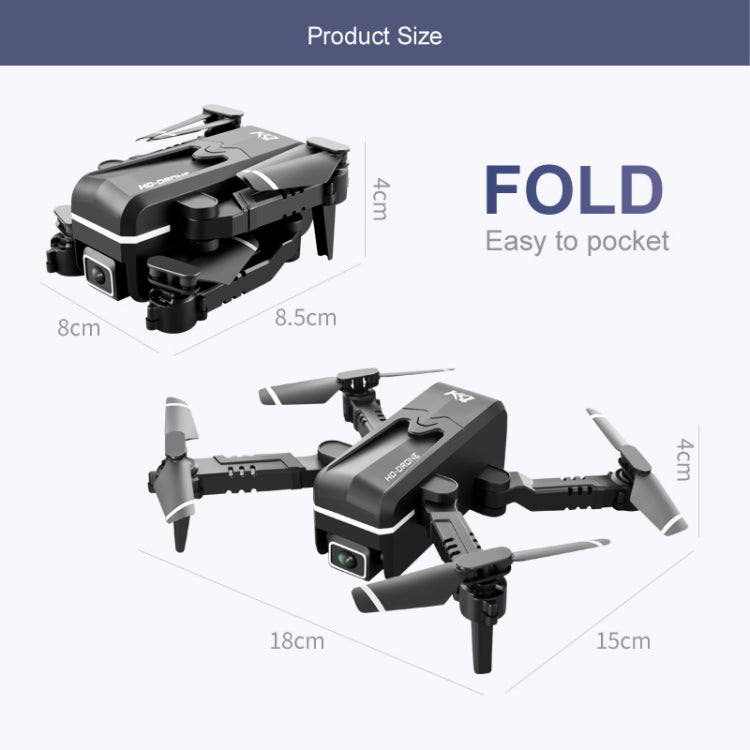 KK1 4K 2.4G 4CH 6 Axis Mini Drone Wifi FPV Foldable Aircraft Fly Toy, Dual Cameras