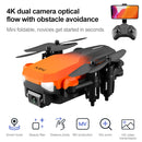 KK9 2.4G 4K Wifi FPV Foldable RC Optical Flow Obstacle Avoidance Quadcopter Toy, Dual Camera (Orange)