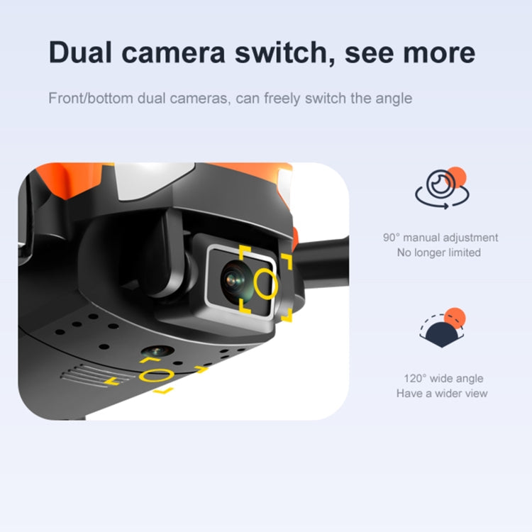 KK9 2.4G 4K Wifi FPV Foldable RC Optical Flow Obstacle Avoidance Quadcopter Toy, Dual Camera (Orange)