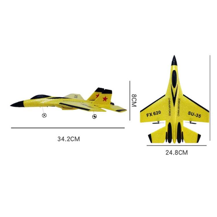 JJR/C FX620 SU35 RC Remote Control Airplane 2.4G RC Plane Glider Airplane EPP Foam Toys, with Lights(Red)