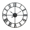 80cm Retro Living Room Iron Round Roman Numeral Mute Decorative Wall Clock (Black)