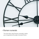 80cm Retro Living Room Iron Round Roman Numeral Mute Decorative Wall Clock (Black)