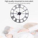80cm Retro Living Room Iron Round Roman Numeral Mute Decorative Wall Clock (Black)