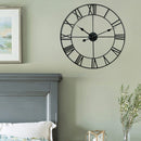 80cm Retro Living Room Iron Round Roman Numeral Mute Decorative Wall Clock (Black)