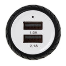 Mini Wheels Design 5V 1.0A+2.1A Double USB Universal Quick Car Charger for Phones / Tablets(White + Black )