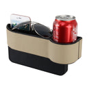 Car Seat Crevice Storage Box with Interval Cup Drink Holder Auto Gap Pocket Stowing Tidying for Phone Pad Card Coin Case Accessories(Khaki)