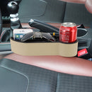 Car Seat Crevice Storage Box with Interval Cup Drink Holder Auto Gap Pocket Stowing Tidying for Phone Pad Card Coin Case Accessories(Khaki)