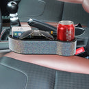 Car Seat Crevice Storage Box with Interval Cup Drink Holder Auto Gap Pocket Stowing Tidying for Phone Pad Card Coin Case Accessories(Silver)