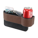 Car Seat Crevice Storage Box with Interval Cup Drink Holder Auto Gap Pocket Stowing Tidying for Phone Pad Card Coin Case Accessories(Brown)