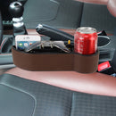 Car Seat Crevice Storage Box with Interval Cup Drink Holder Auto Gap Pocket Stowing Tidying for Phone Pad Card Coin Case Accessories(Brown)