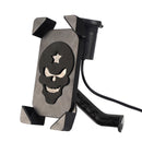 Portable Motorcycle USB Charger Mobile Phone Holder, Rearview Mirror Version(Black)