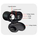 Portable Motorcycle Aluminum Alloy Dual USB Charger Cigarette Lighter (Black)