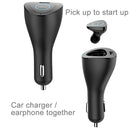 JOYROOM T600 2 in 1 Multifunctional Wireless Bluetooth 2.1A Single USB Port Car Charger + Earphone with Circular LED Indicator Light and Hands-free Call Functions for Cars & Pickups & SUV & Smartphone ... S & MP3 & MP4 and other USB-charged Devices(White)
