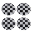 4 PCS White And Black Grid Metal Car Sticker Wheel Hub Caps Centre Cover Decoration