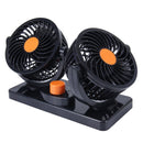 HUXIN HX-T303 6.5W 360 Degree Adjustable Rotation Two Head Low Noise Mini Electric Car Fan, DC12V