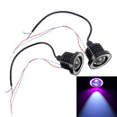 2 PCS 2.5 inch DC12V 10W 900LM 6500K Car Angel Eyes Fog Lamp Foglight, Cable Length: 20cm(Pink Light + White Light)