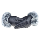 Winter Touch Screen Gloves Ladies Riding Gloves Rex Rabbit Hair Simulation U-shaped Hair PU Leather Warm Gloves