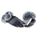 Winter Touch Screen Gloves Ladies Riding Gloves Rex Rabbit Hair Simulation U-shaped Hair PU Leather Warm Gloves