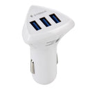Safety Quickly Charger DC 12-24V Digital Charger Intelligent Matching Current Intelligent Charge 3 USB Ports Car Charger(White)