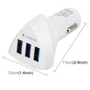 Safety Quickly Charger DC 12-24V Digital Charger Intelligent Matching Current Intelligent Charge 3 USB Ports Car Charger(White)