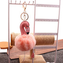 Super Metal Flamingo Key Chain Imitation Rabbit Hair Bulb Fur Plush Car Ornaments Pendant Key Ring, Random Color Delivery