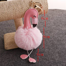 Super Metal Flamingo Key Chain Imitation Rabbit Hair Bulb Fur Plush Car Ornaments Pendant Key Ring, Random Color Delivery