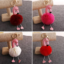 Super Metal Flamingo Key Chain Imitation Rabbit Hair Bulb Fur Plush Car Ornaments Pendant Key Ring, Random Color Delivery