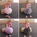 Super Metal Flamingo Key Chain Imitation Rabbit Hair Bulb Fur Plush Car Ornaments Pendant Key Ring, Random Color Delivery