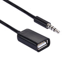 3.5mm Male to USB 2.0 Female Audio Converter Retractable Coiled Cable for Car MP3 Speaker U Disk, Length: 1m(Black)