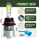 2 PCS C9 9007 18W 1800LM 6000K Waterproof IP68 Car Auto LED Headlight with 2 COB LED Lamps, DC 9-36V(White Light)
